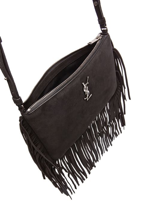 ysl crossbody fringe black leather|SAINT LAURENT Suede Calfskin Small Fringe Crossbody Bag .